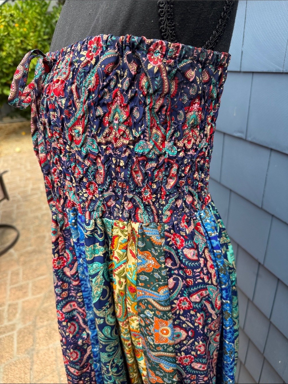 EARTHBOUND Paisley Tiered Maxi Skirt in Navy, Teal, Orange, Red medium - Picture 4 of 11